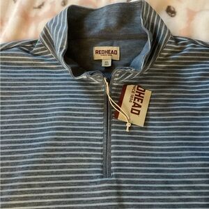 RedHead Men's Light and Dark Blue Striped Quarter-Zip Pullover